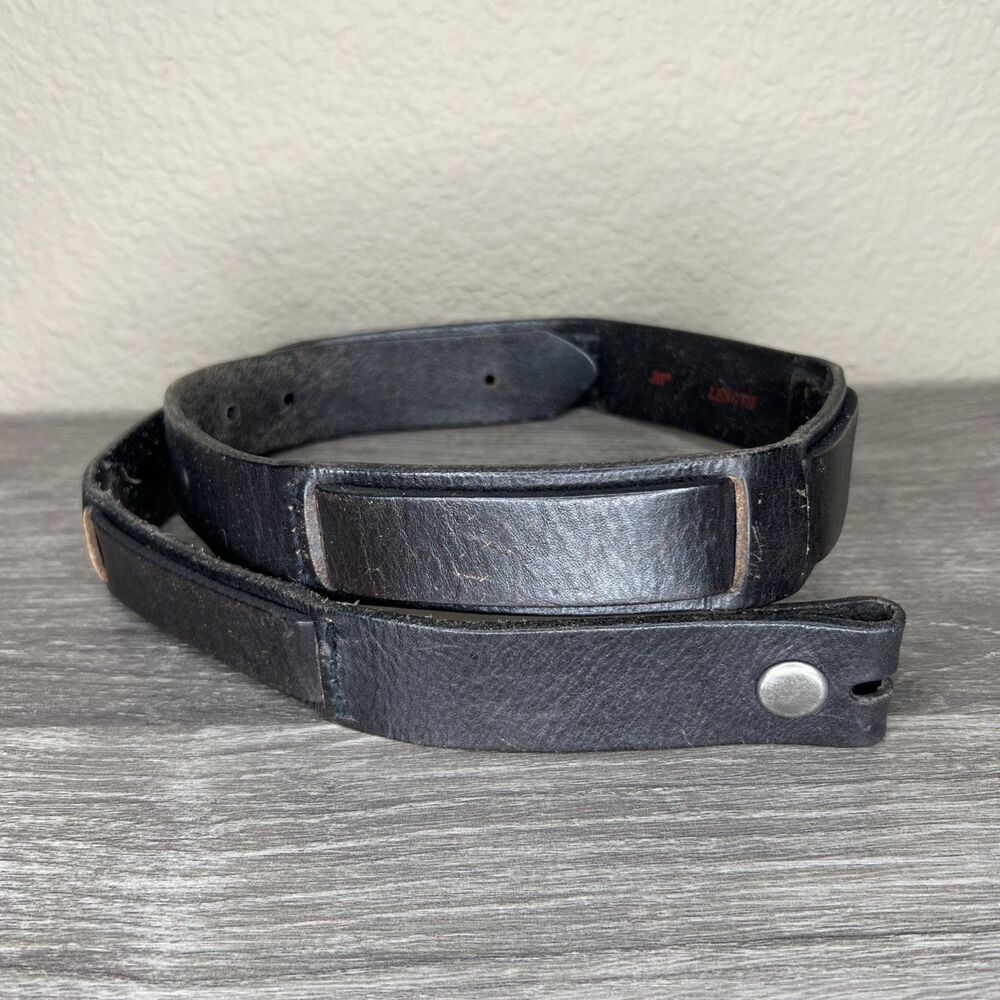 Vintage LUCKY BRAND Belt Black Small (32-37 in) Leather NO BUCKLE Grunge Rock